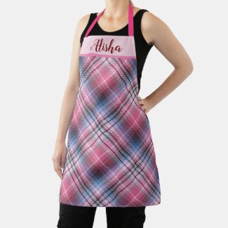 Customized Pink Plaid Apron