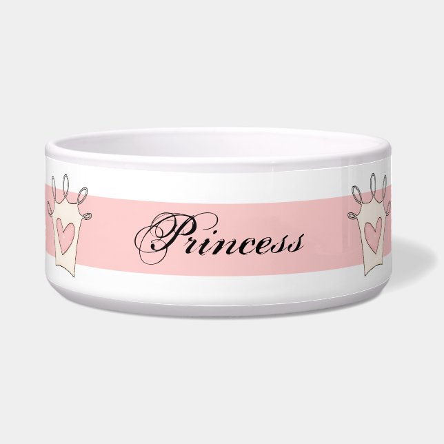 Customized Pink Princess Dog Bowl (Front)