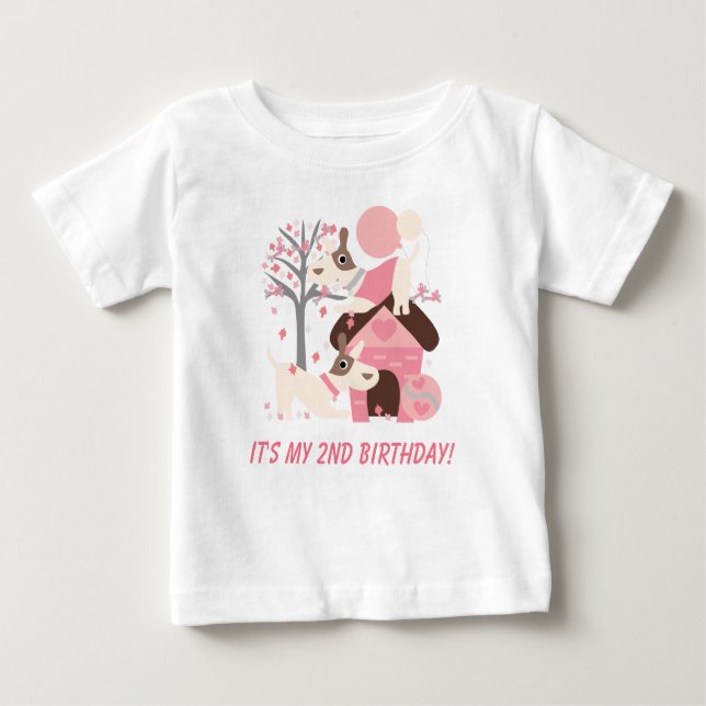Customized Pink Puppy Dog Birthday Tshirt (Front)