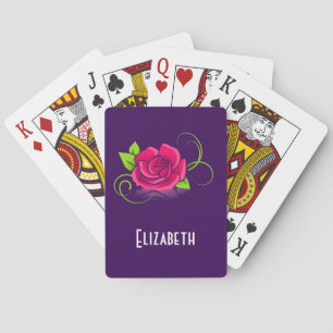 Customized Pink Rose Illustration Poker Cards