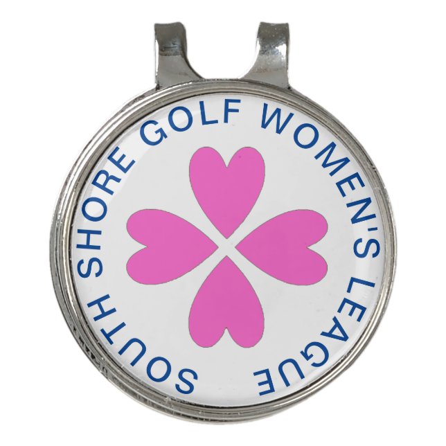 Customized Pink Shamrock Golf Ball Hat Clip Marker (Front)