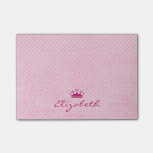 Customized Pink Tiara ona Polka Dot Pattern Post-it Notes