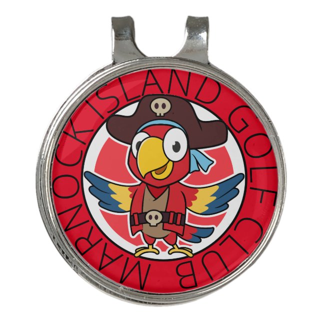 Customized Pirate Parrot Golf Club Ball Marker Hat Clip (Front)