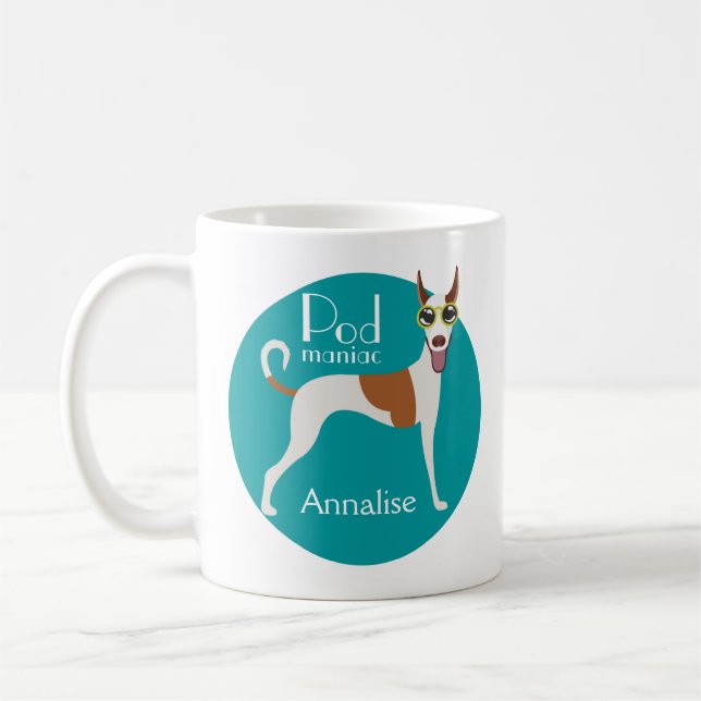 Customized Podenco Dog Sunglasses Fun Coffee Mug (Left)