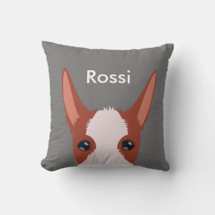Customized Podenco Face Furry Chestnut Grey Throw Pillow
