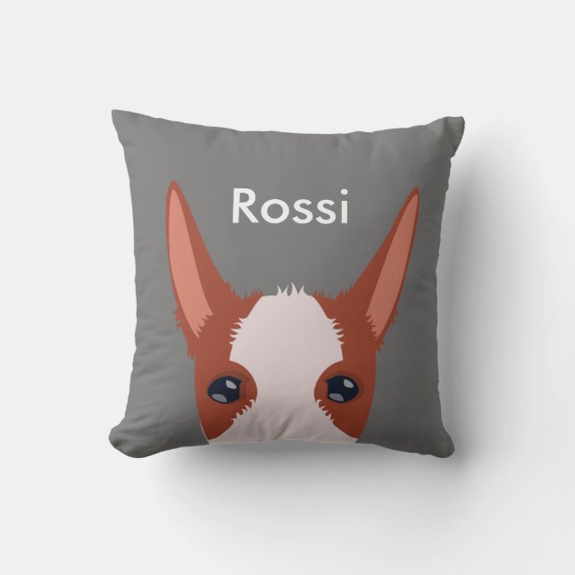 Customized Podenco Face Furry Chestnut Grey Throw Pillow (Front)