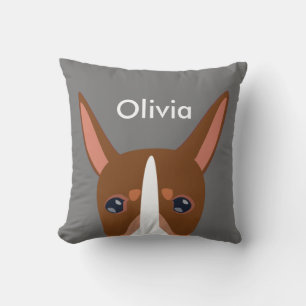 Customized Podenco Orito Dog Face Light Grey Throw Pillow