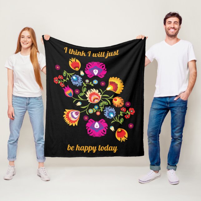 Customized Polish folklore with pink flowers  Fleece Blanket (In Situ)