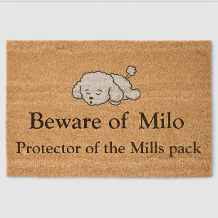 Customized Poodle Dog Name Coir Mat