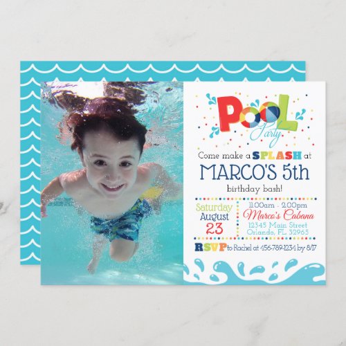 Customized Pool Party Birthday Party Invitation