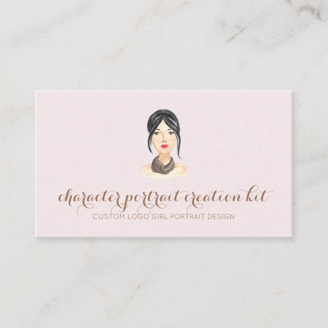 Customized portrait character hair style business card (Front)