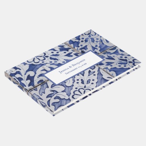 Customized Portuguese Tiles Azulejo Floral Wedding Guest Book