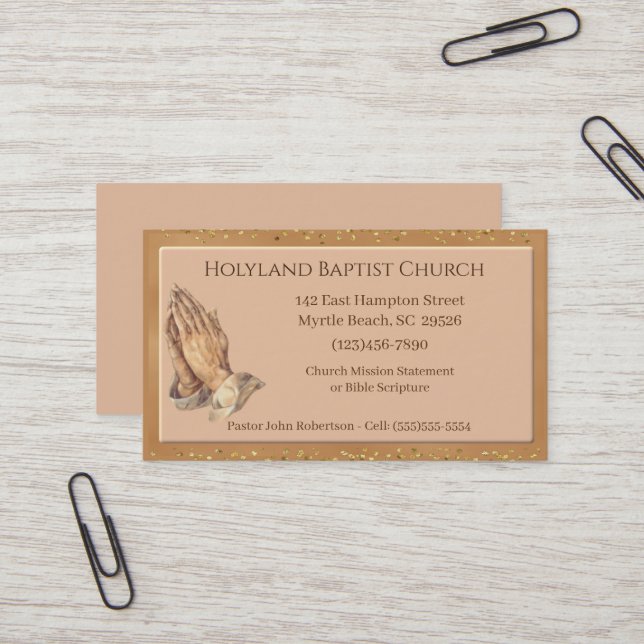 Customized  Praying Hands Church Business Cards (Front/Back In Situ)