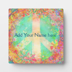 Customized Pretty Floral Peace Sign Inspirivity Plaque