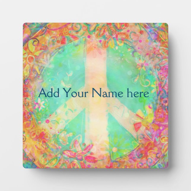 Customized Pretty Floral  Peace Sign Inspirivity Plaque (Front)