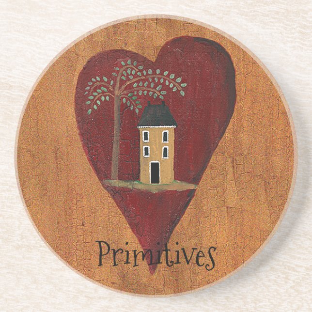 Customized Primitive Heart Sandstone Coaster (Front)