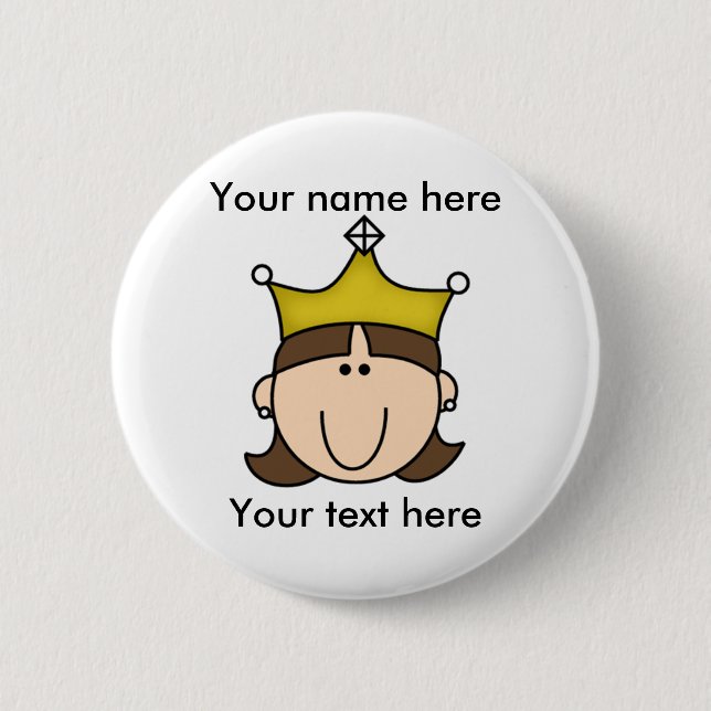 CUSTOMIZED PRINCESS BROWN PINBACK BUTTON (Front)