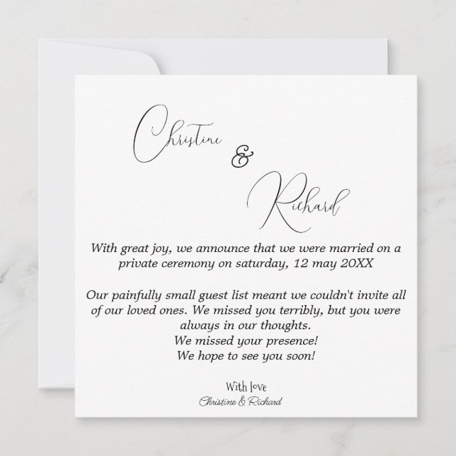 Customized private  Wedding  announcement card (Front)
