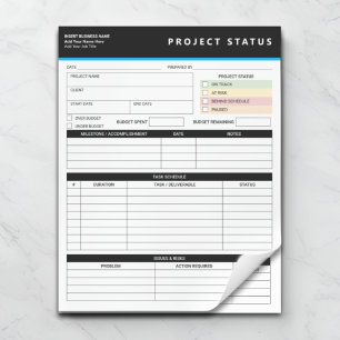 Customized Project Status Report Template Notepad
