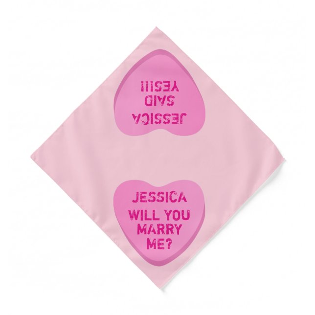 Customized Proposal Candy Heart Dog Bandana (Front)