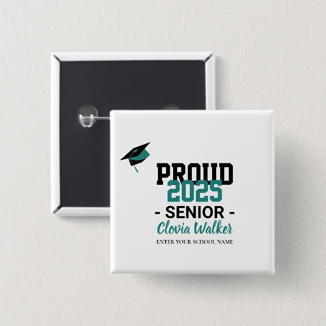 Customized proud school senior graduate button (Front & Back)