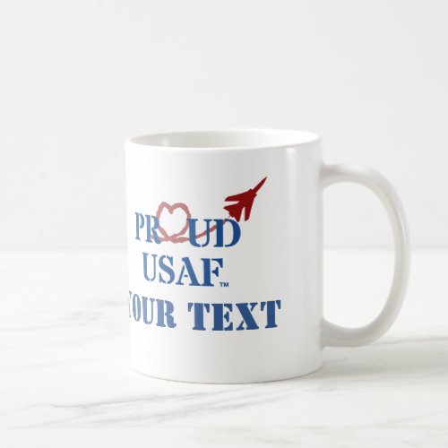 Customized Proud USAF _ Jet with Heart Vapor Coffee Mug