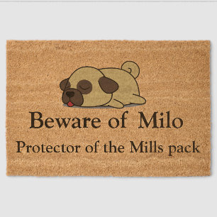 Customized Pug Dog Name Coir Mat