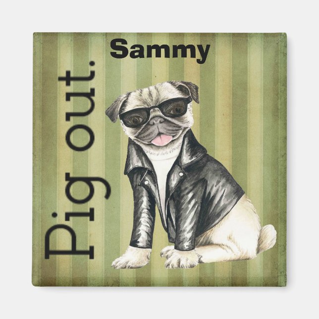 Customized Pug Funny Magnet (Front)