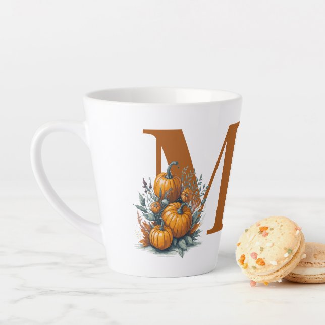 Customized Pumpkin Monogram Name Latte Mug (In Situ)