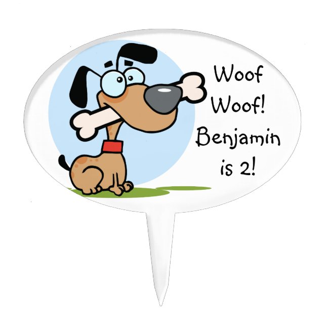 Customized Puppy Dog Birthday Cake Topper (Front)