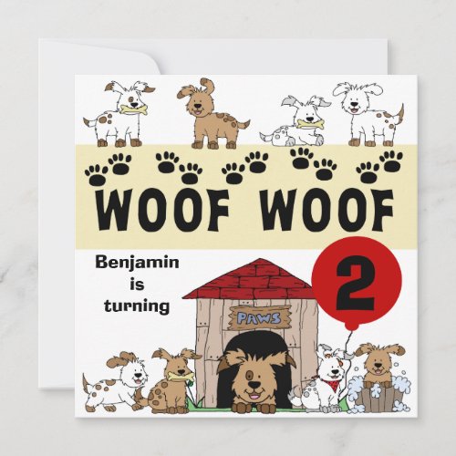 Customized Puppy Dog Birthday Invitations