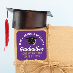 Customized Purple 2026 Graduation Party Square Sticker