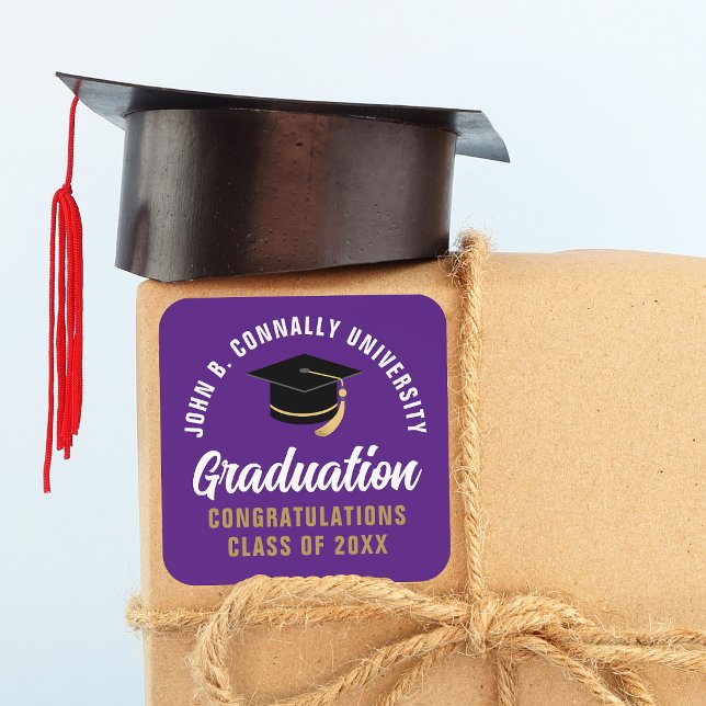 Customized Purple 2026 Graduation Party Square Sticker (Creator Uploaded)