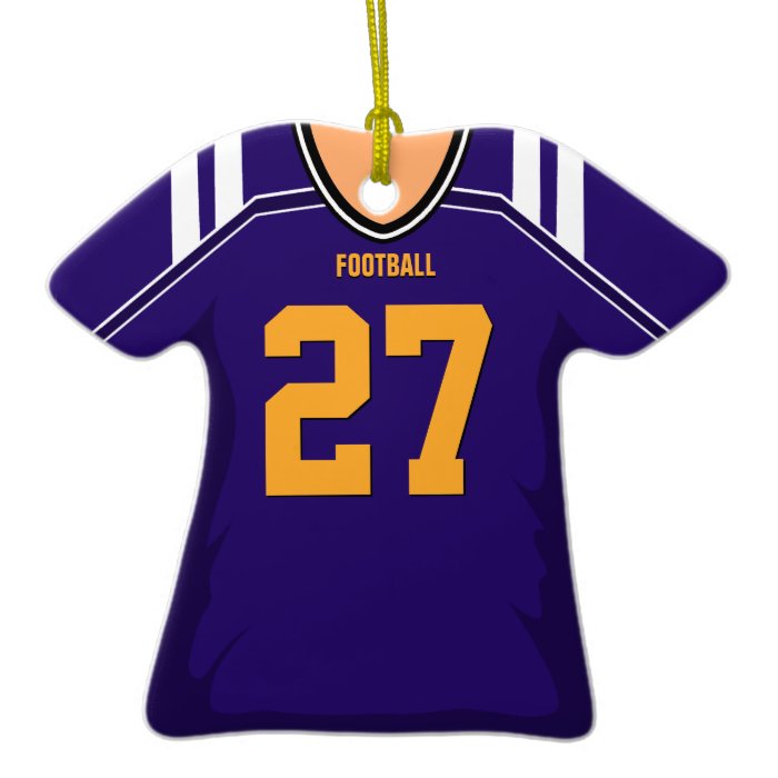 Customized Purple/Gold Football Jersey 27 V1 Ornament