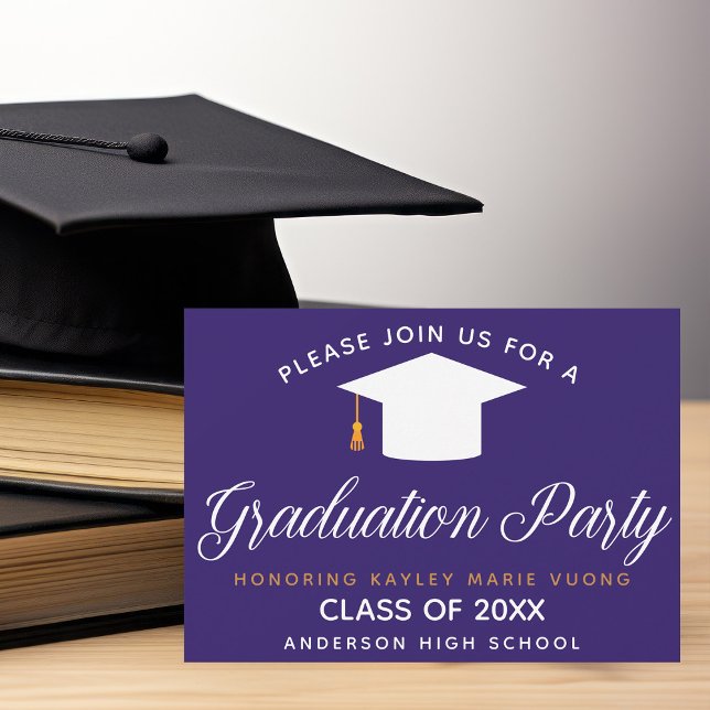 Customized Purple Graduation Party Invitation (Creator Uploaded)