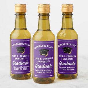 Customized Purple Graduation Party Mini Wine Label