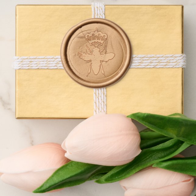 Customized QUEEN BEE Lady Boss Gold Aesthetic Gift Wax Seal Sticker (Front)