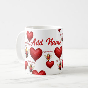Customized Queen Bee of hearts Coffee Mug