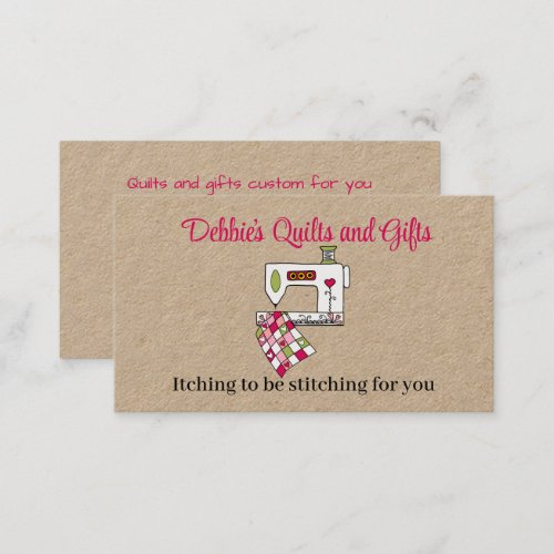 Customized Quilting with Sewing Machine Business Card