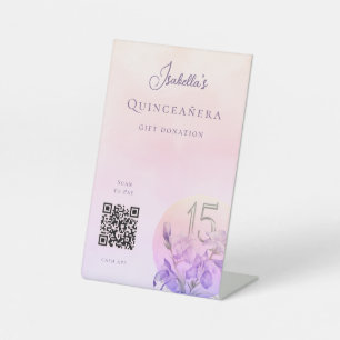 Customized Quinceanera QR Code Cash App Pedestal Sign