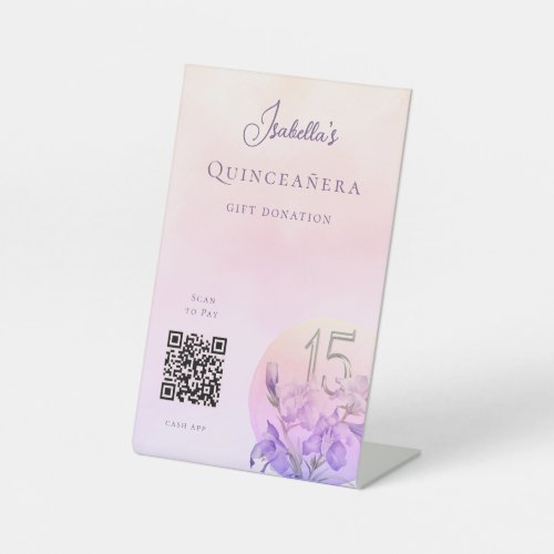 Customized Quinceanera  QR Code Cash App  Pedestal Sign