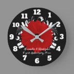 Customized Quote/Anniversary Red Gerbera Daisy Round Clock