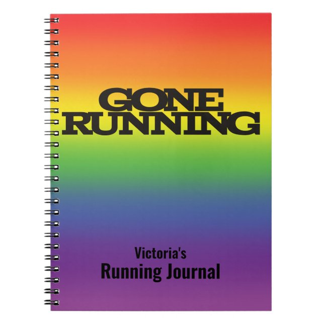 Customized Rainbow background Running Journal (Front)