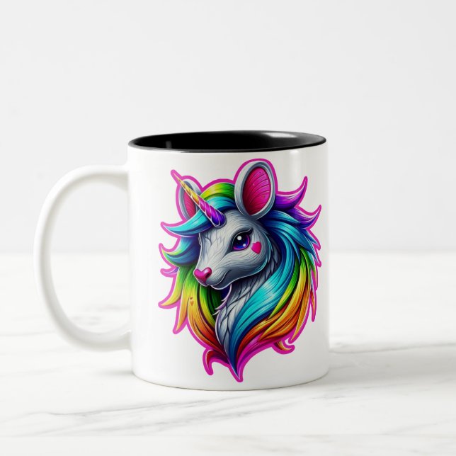 Customized Rainbow Beautiful Two-Photo Two-Tone Coffee Mug (Left)