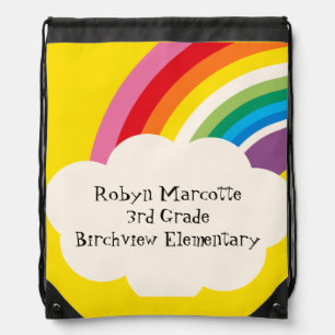 Customized Rainbow Drawstring Backpack Bag