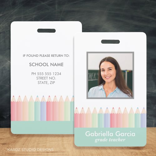 Customized Rainbow School Teacher ID badge