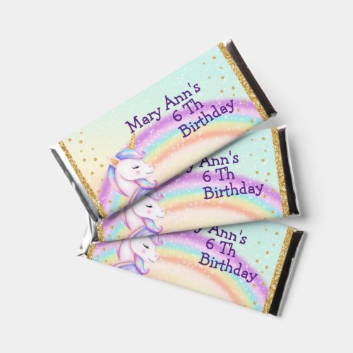 Customized Rainbow Unicorn  Hershey Bar Favors