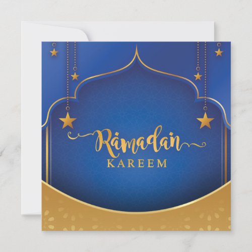 Customized Ramadan Kareem Mubarak Blue  Golden  Holiday Card