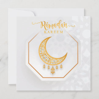 Customized Ramadan Kareem White & Golden 2 Holiday Card