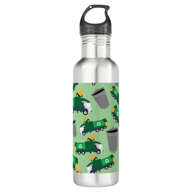 Customized Recycling Garbage Truck Stainless Steel Water Bottle (Front)